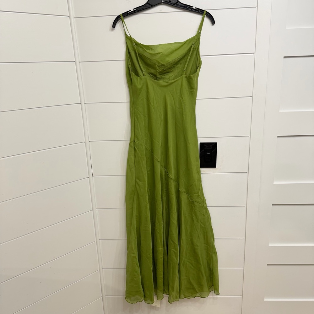 New! Abercrombie & Fitch green satin cowl neck midi slip dress 23811 - Picture 4 of 13